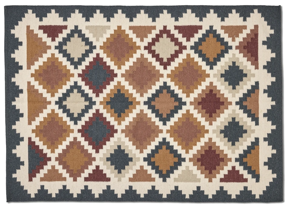 Kaely - Ullmatta handvävd, 160x230 cm - Flerfärgad