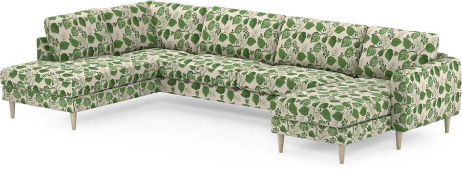 Bridge - 3-sits soffa med divan vänster och schäslong höger - Grön