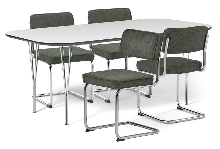 Santino - Matbord med 4 stolar Merano - Grön