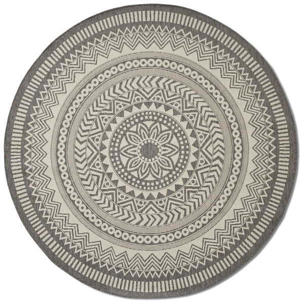Enerum - Flatvävd matta, inom-/utomhus, Ø 240 cm - Grå