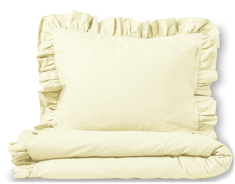 Bridgeport - Påslakanset i garnfärgad bomull med volang - Gul