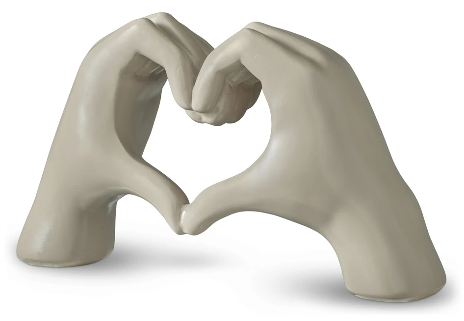 Handhjärta - Prydnadsföremål, L24 B7,5 H13,5 cm - Beige