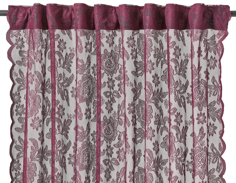 Lace - Gardin, 140x250 cm, 2-pack - Röd