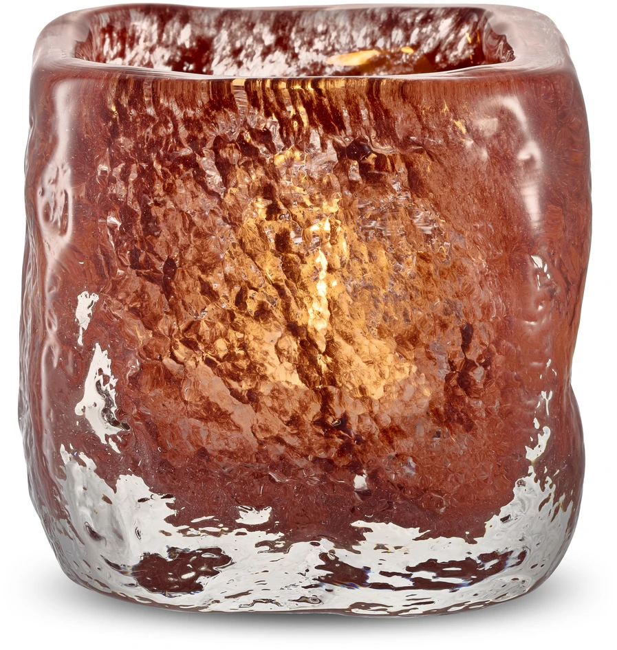 Cube - Ljuslykta, H 10,5 B 11 cm - Röd