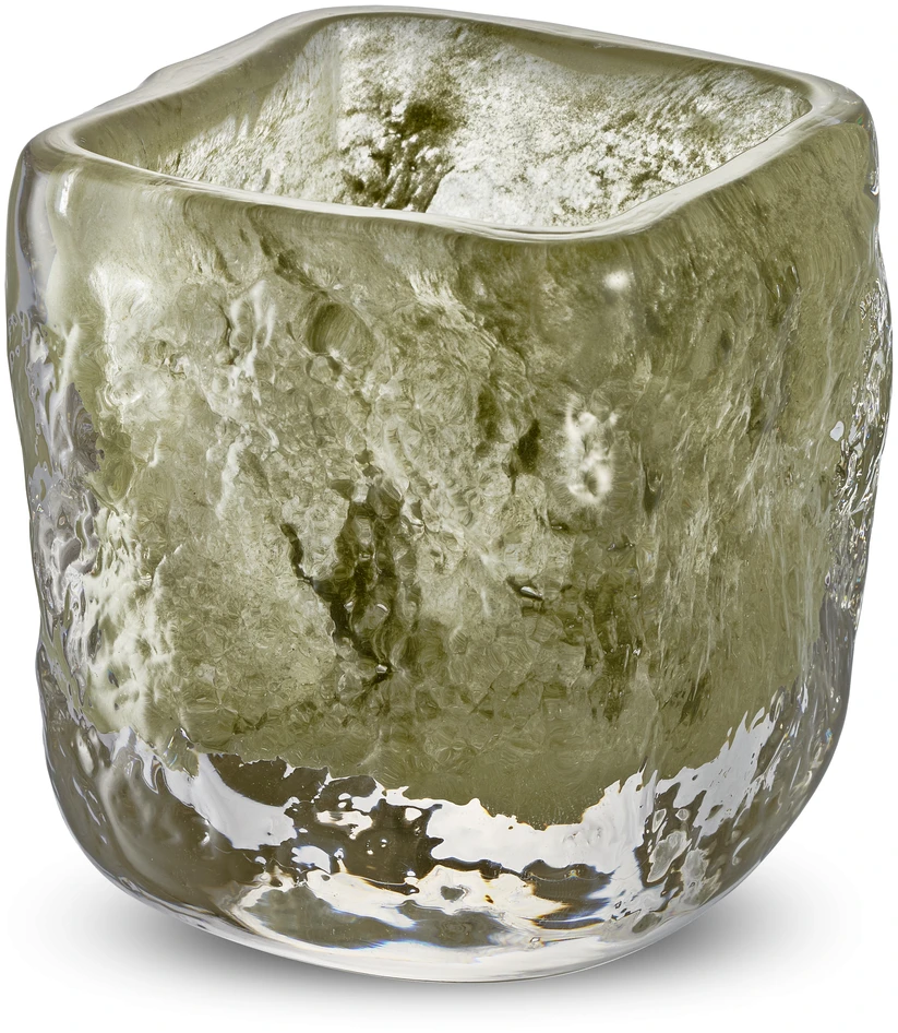 Cube - Ljuslykta, H 9,5 B 9 cm - Grön