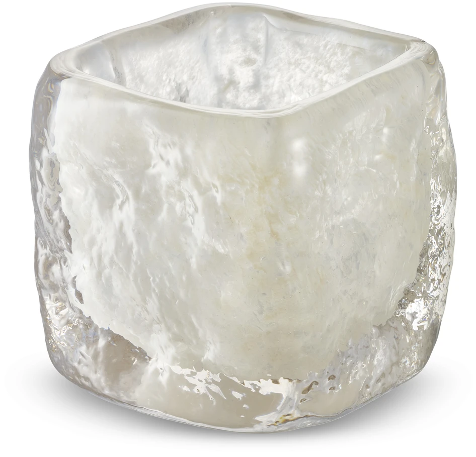 Cube - Ljuslykta, H 9,5 B 9 cm - Vit