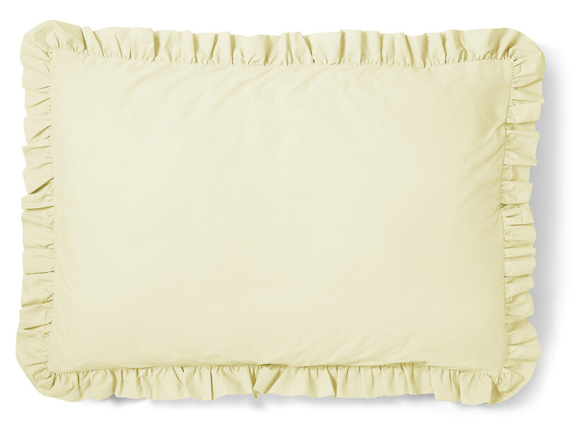 Bridgeport - Örngott till hotellkudde i garnfärgad bomull med volang, 70x100 cm - Gul