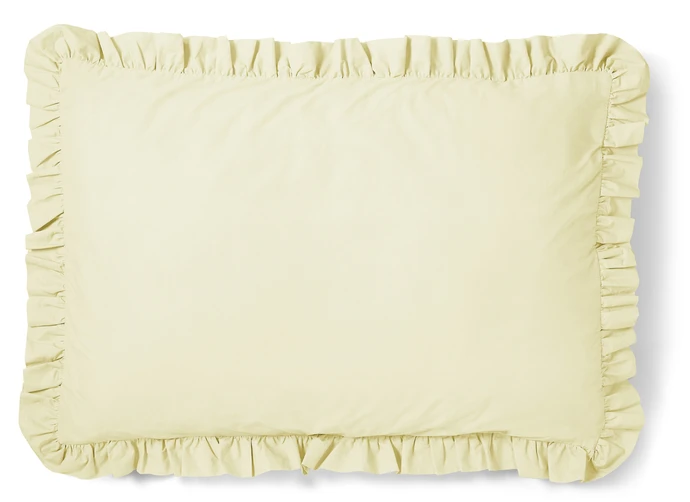 Bridgeport, Örngott till hotellkudde i garnfärgad bomull med volang, 70x100 cm