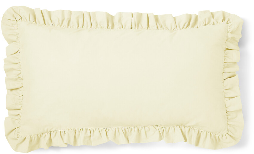 Bridgeport - Örngott till hotellkudde i garnfärgad bomull med volang, 50x90 cm  - Gul