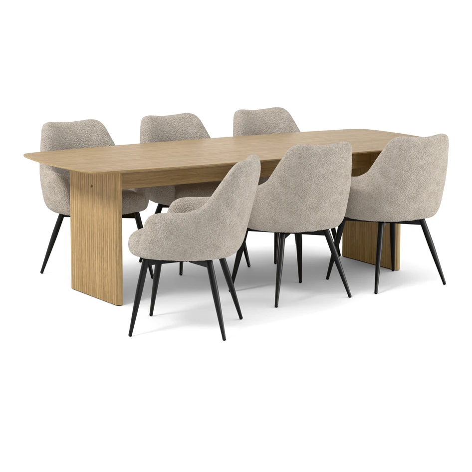 Ines - Matgrupp med 6 stolar Edin - Beige
