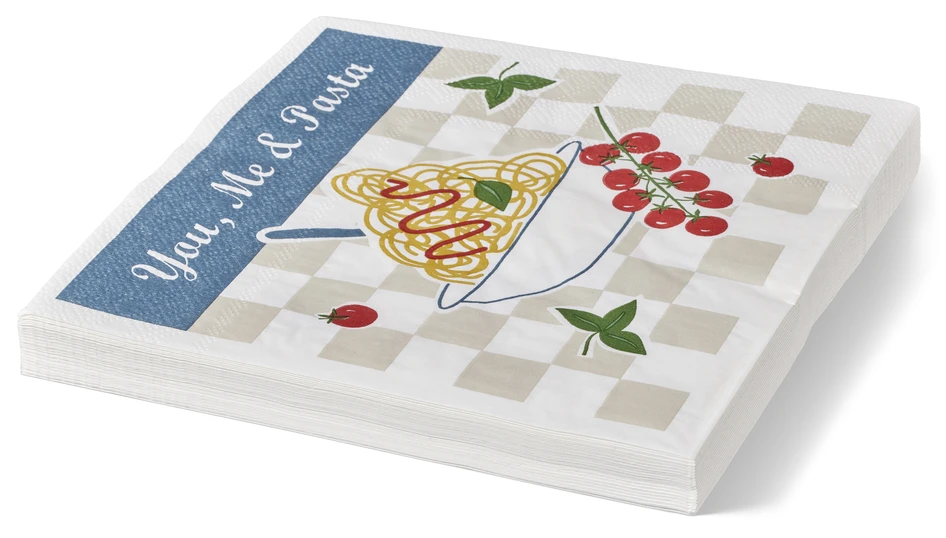 You me and pasta - Servett, 33x33 cm, 20-pack - Flerfärgad