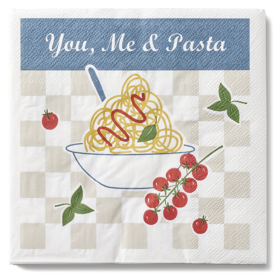 You me and pasta - Servett, 33x33 cm, 20-pack - Flerfärgad
