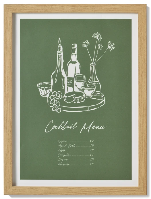 Cocktail Menu, Tavla, L30 B40 cm
