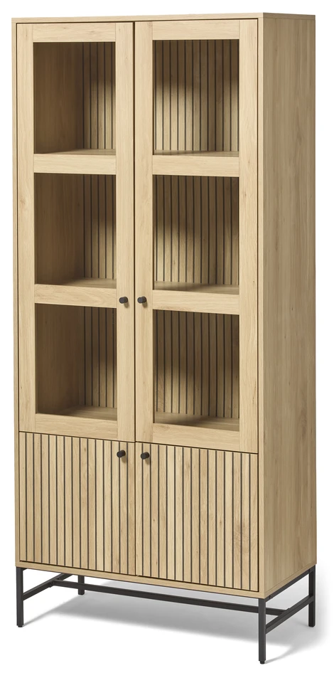 Tino - Vitrinskåp, 80x40x180 cm - Beige