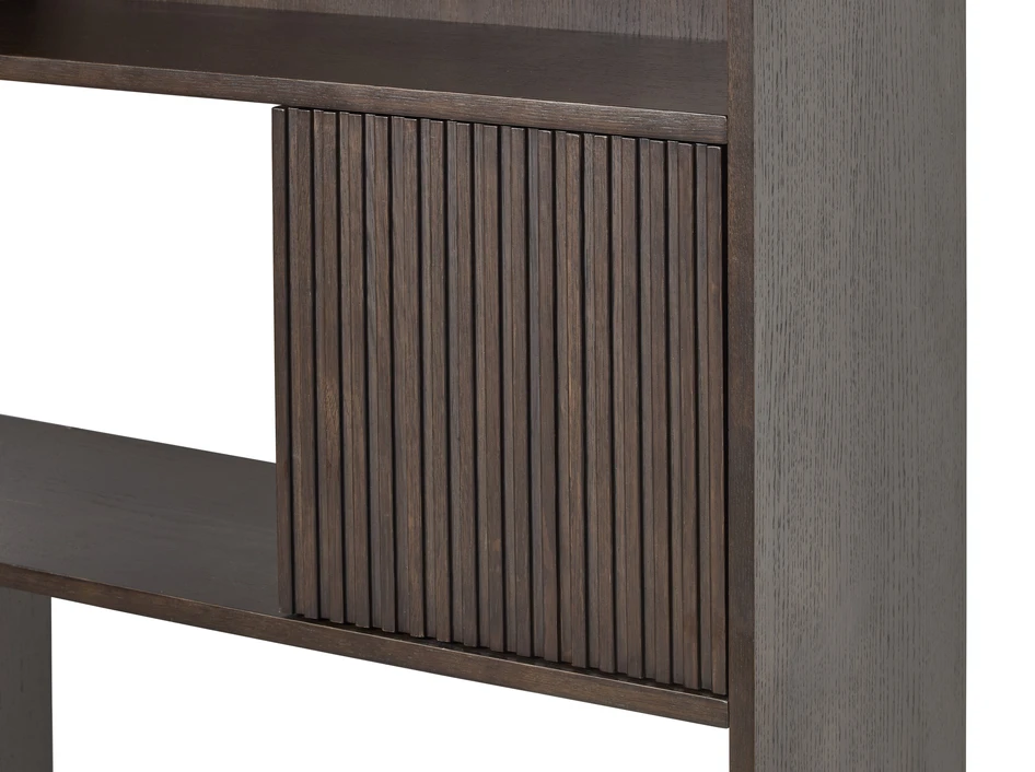 Astrid - Hylla med 4 hyllplan/dörrar, 120x33x167 cm - Brun