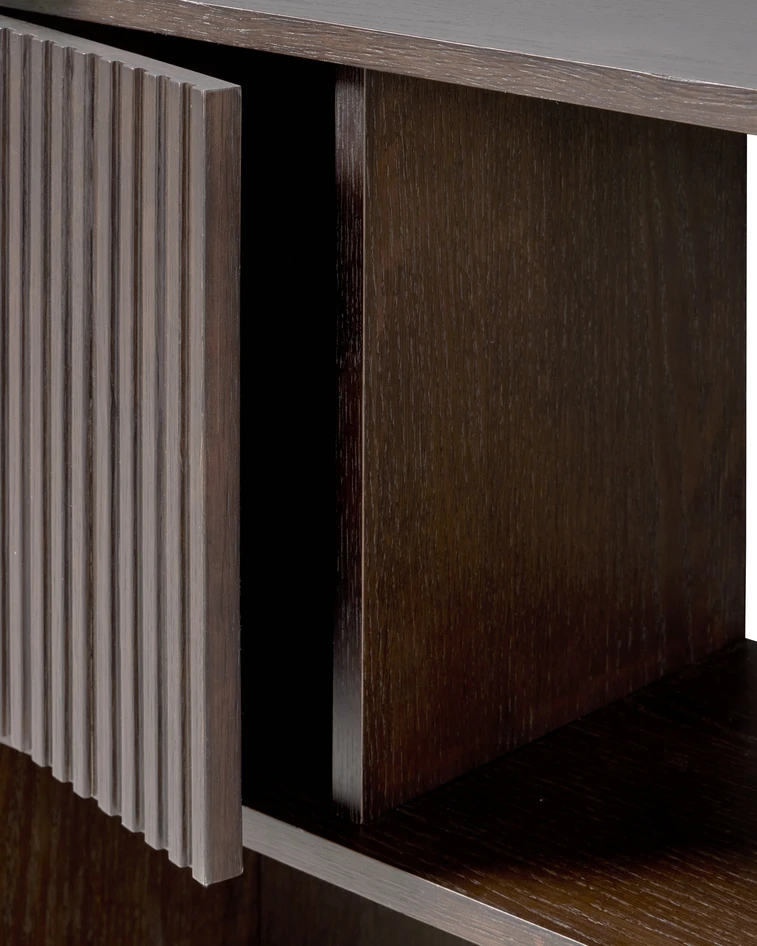 Astrid - Hylla med 2 hyllplan/dörrar, 100x33x93,5 cm - Brun