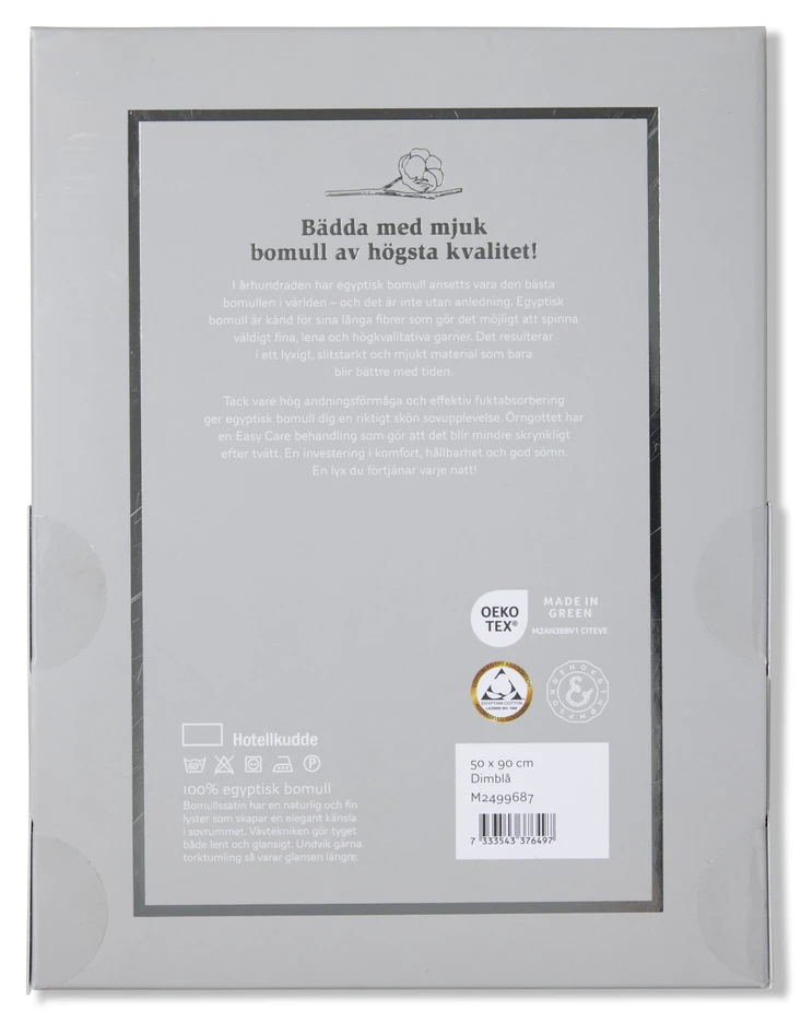 Ritz - Premium quality - Örngott till hotellkudde i egyptisk bomullssatin, 50x90 cm - Blå