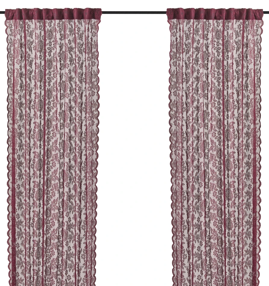 Lace - Gardin, 140x250 cm, 2-pack - Röd