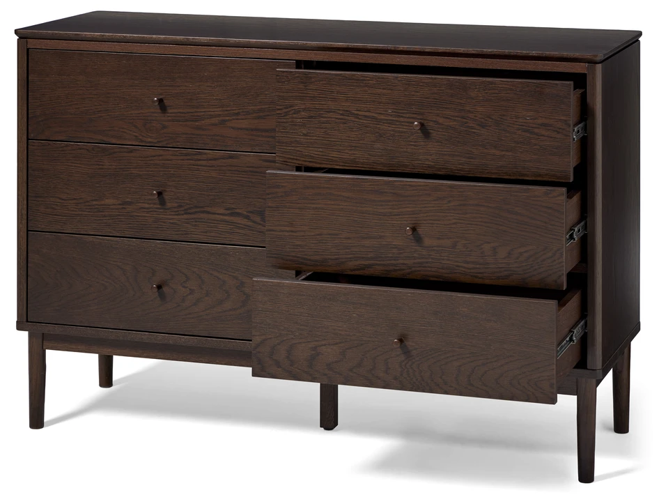 Tova - Byrå med 6 lådor, 120x42x80 cm - Brun