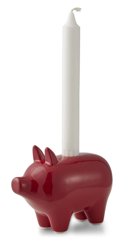 Werner - Ljusstake, L14 B7 H10,5 cm - Röd