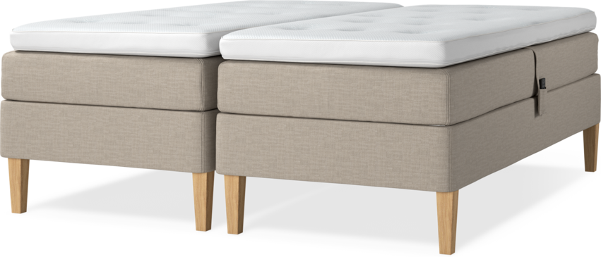 Delux Sense - Ställbar säng, dubbelsäng med bäddmadrass - Beige