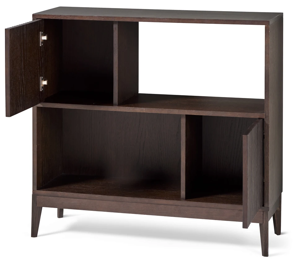 Astrid - Hylla med 2 hyllplan/dörrar, 100x33x93,5 cm - Brun