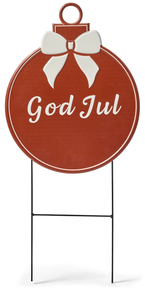 God jul - Skylt, L30 H63 cm - Röd