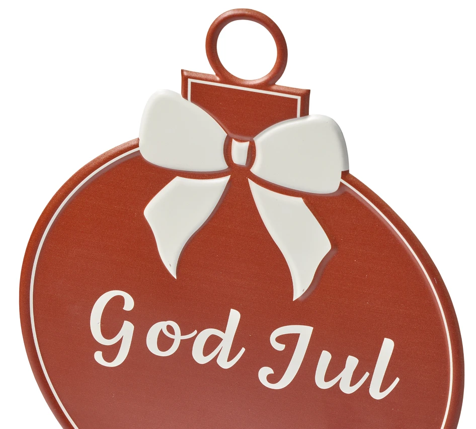 God jul - Skylt, L30 H63 cm - Röd