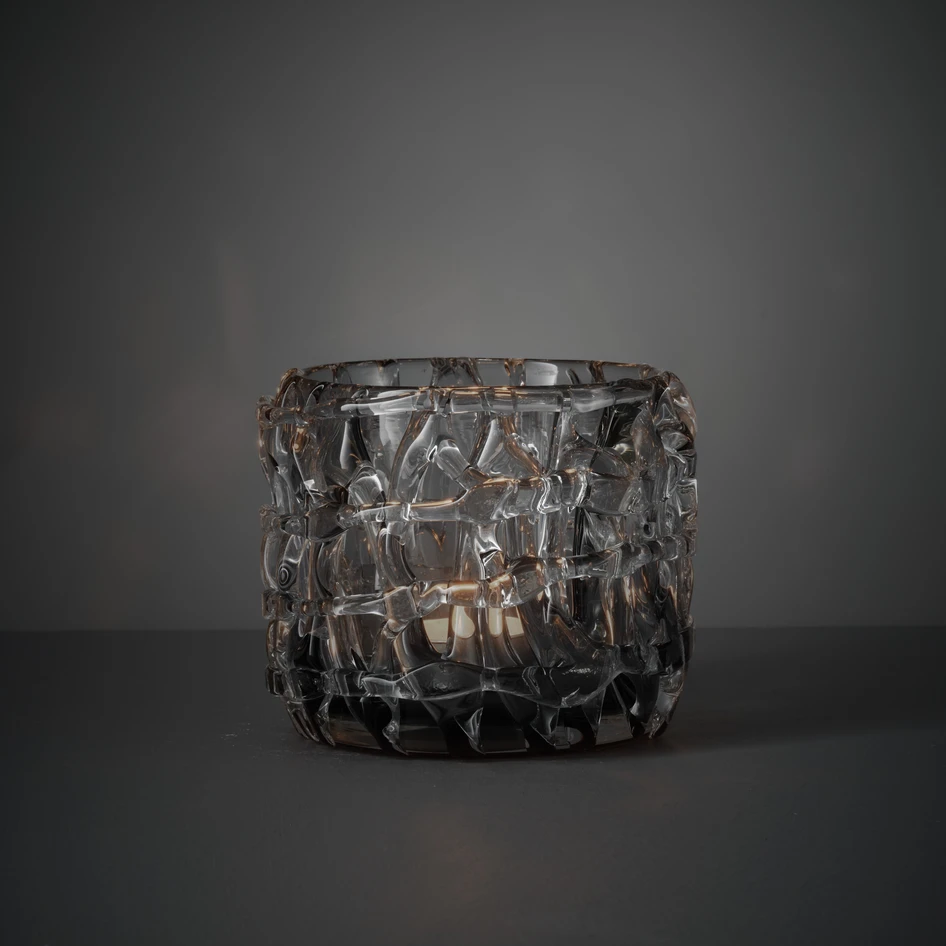 Aura - Ljuslykta, H 9,5 Ø 12,5 cm - Grå