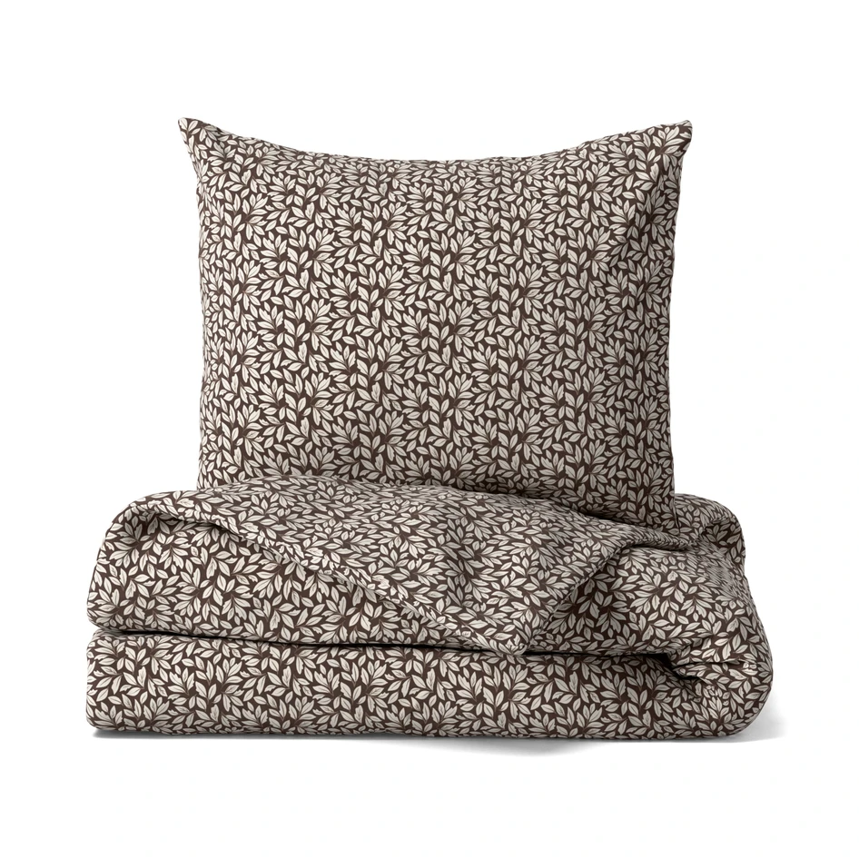 Leaf - Påslakanset i microfiber - Brun