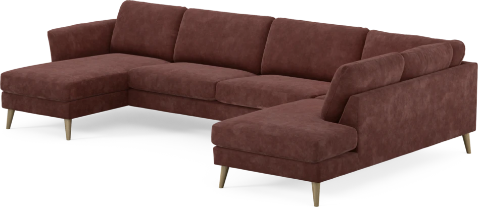 Bridge - 3-sits soffa med schäslong vänster och divan höger - Röd