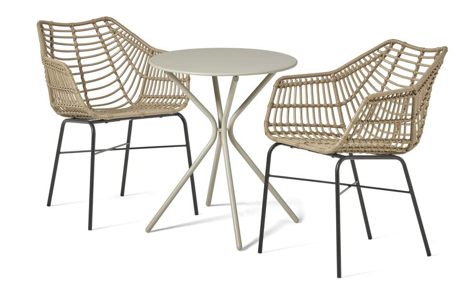 Callisto/Forza - Utegrupp med bord och 2 karmstolar - Beige