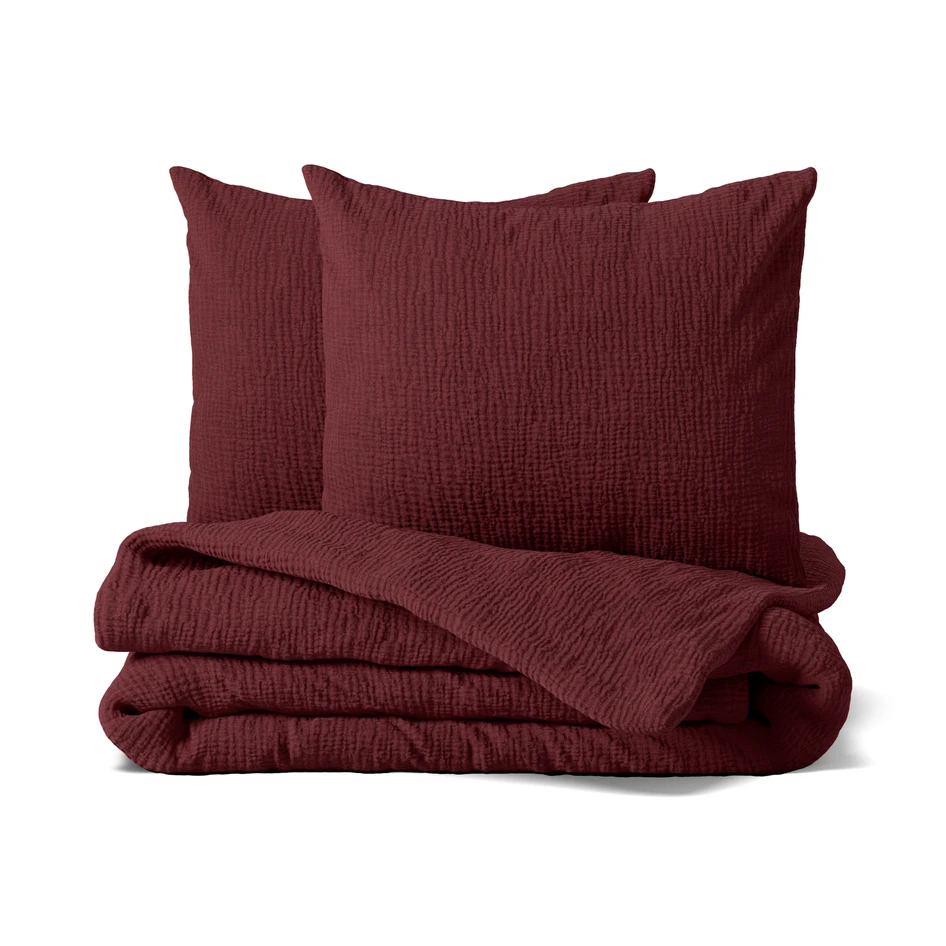 Adelia - Påslakanset i muslin, 3 delar - Röd