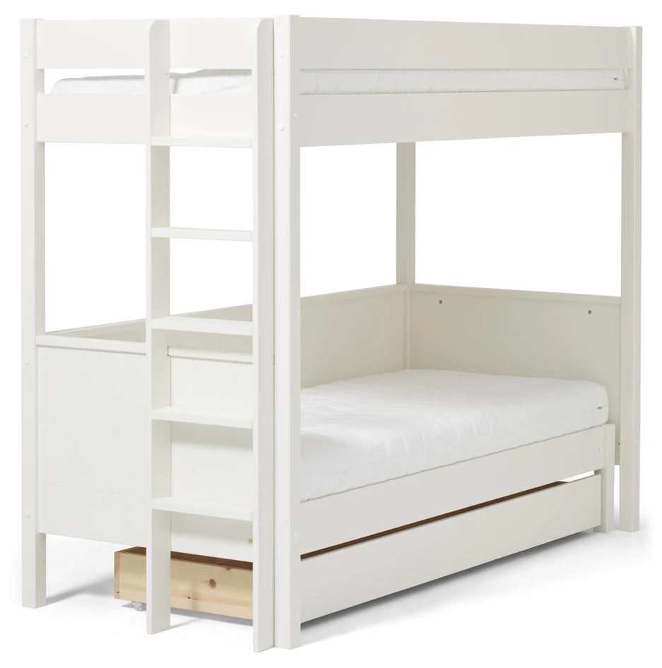 Nora - Sänglåda till familjesäng med utdragbar nedre bädd, 1-pack, 185x64x21 cm - Vit
