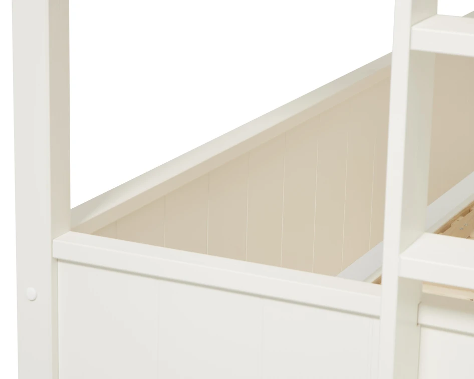 Nora - Familjesäng med utdragbar säng, övre bädd 90x200 cm, undre bädd 80-160x200 cm - Vit