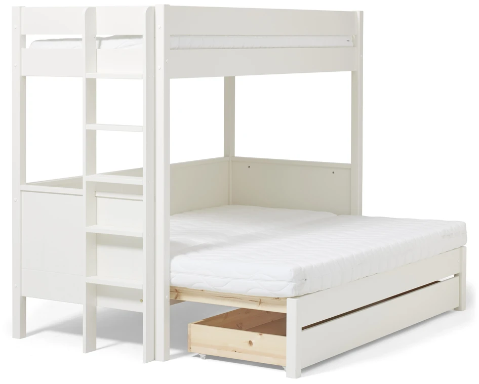 Nora - Sänglåda till familjesäng med utdragbar nedre bädd, 1-pack, 185x64x21 cm - Vit