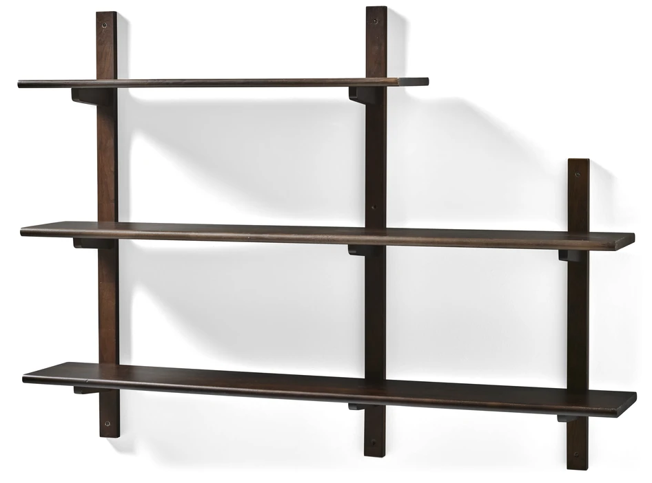 Living/Axel - Vägghylla med 3 konsoler & 3 hyllplan, 160x22x89,4 cm - Brun