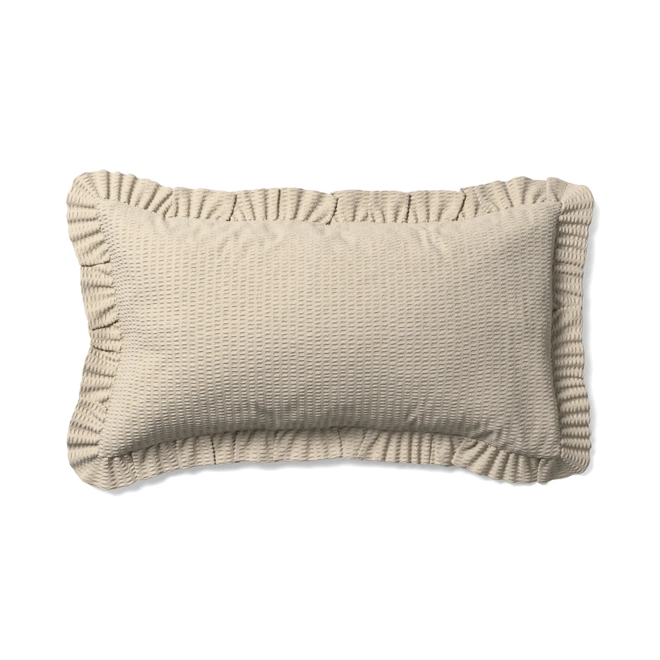 Becka - Örngott till hotellkudde i bäckebölja med volang, 50x90 cm - Beige