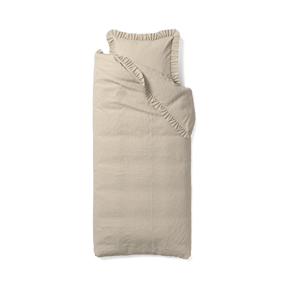 Becka - Påslakanset i bäckebölja med volang - Beige
