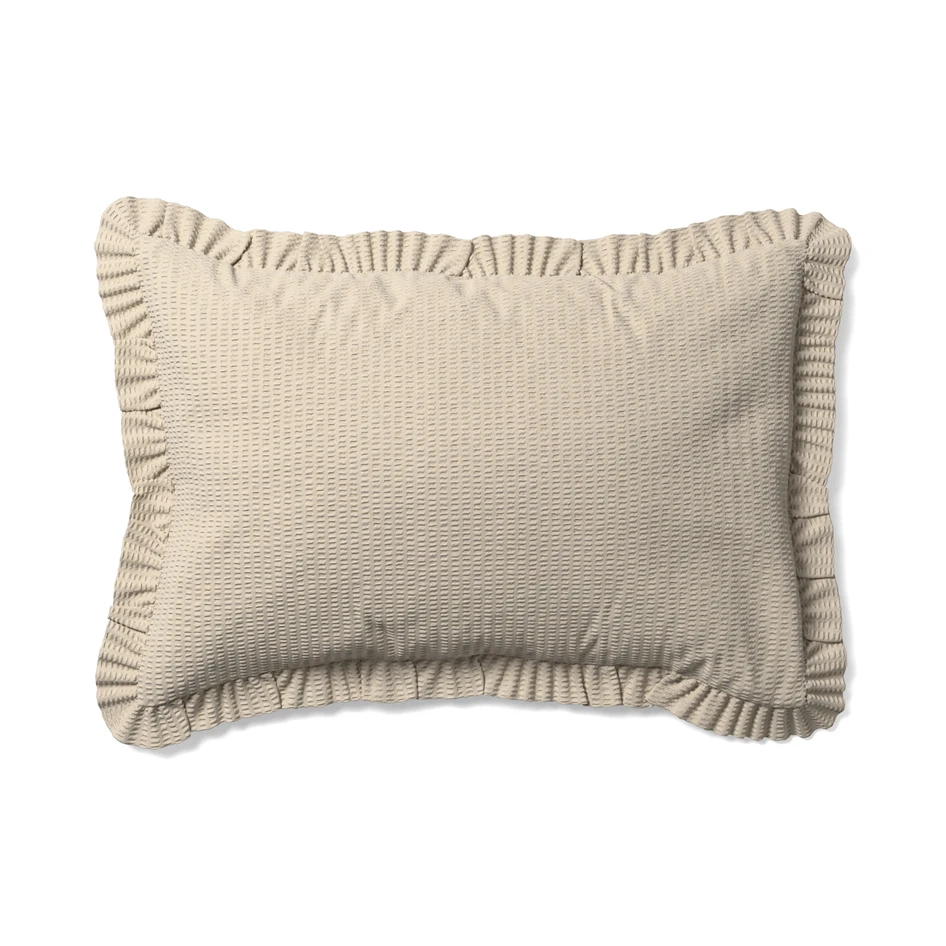 Becka - Örngott till hotellkudde i bäckebölja med volang, 70x100 cm - Beige