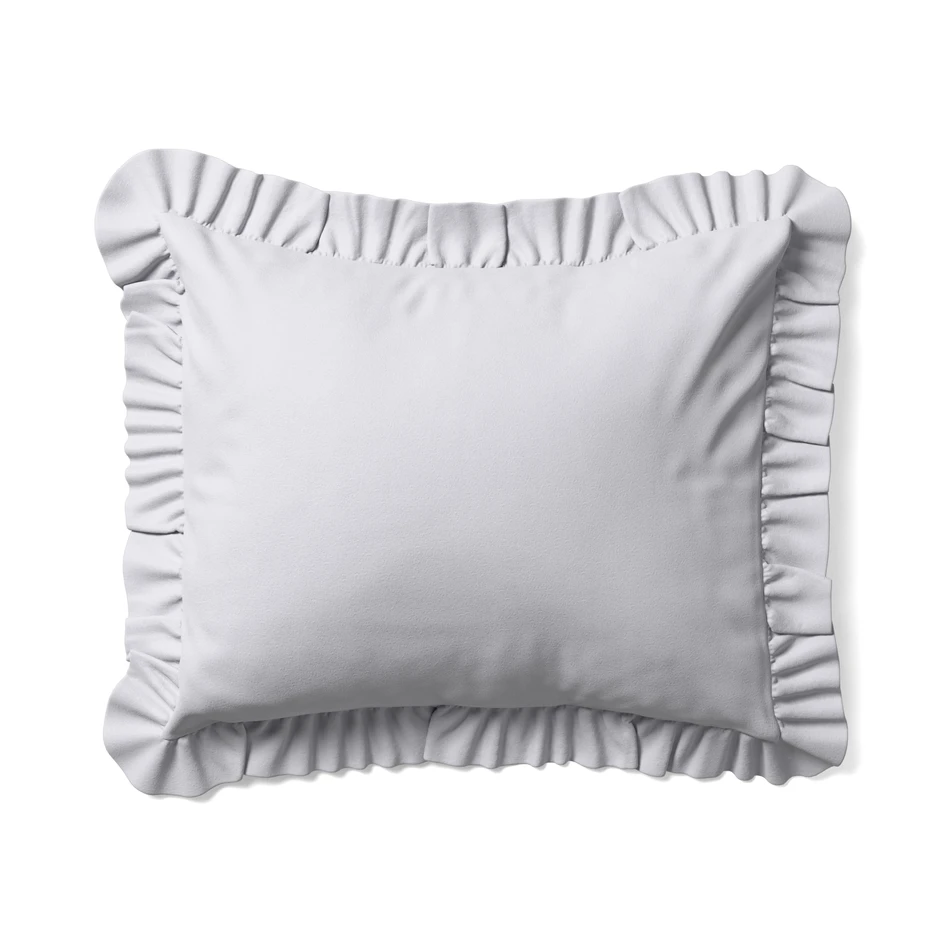 Bridgeport - Örngott i garnfärgad bomull med volang, 50x60 cm - Vit