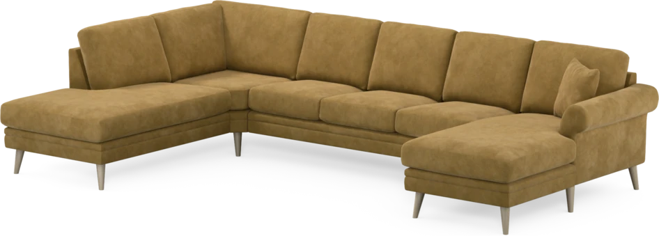 Eden - 3-sits soffa med divan vänster och schäslong höger - Gul