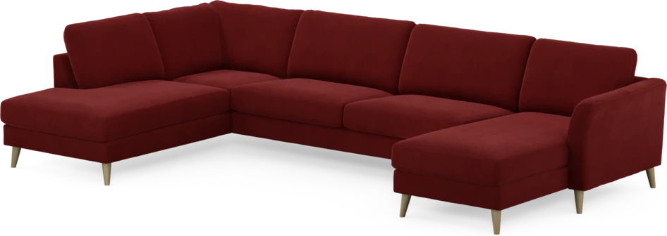 Bridge - 3-sits soffa med divan vänster och schäslong höger - Röd