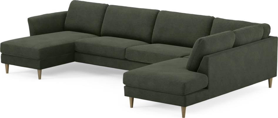 Bridge - 3-sits soffa med schäslong vänster och divan höger - Grön