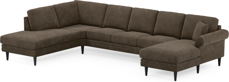 Eden - 3-sits soffa med divan vänster och schäslong höger - Brun