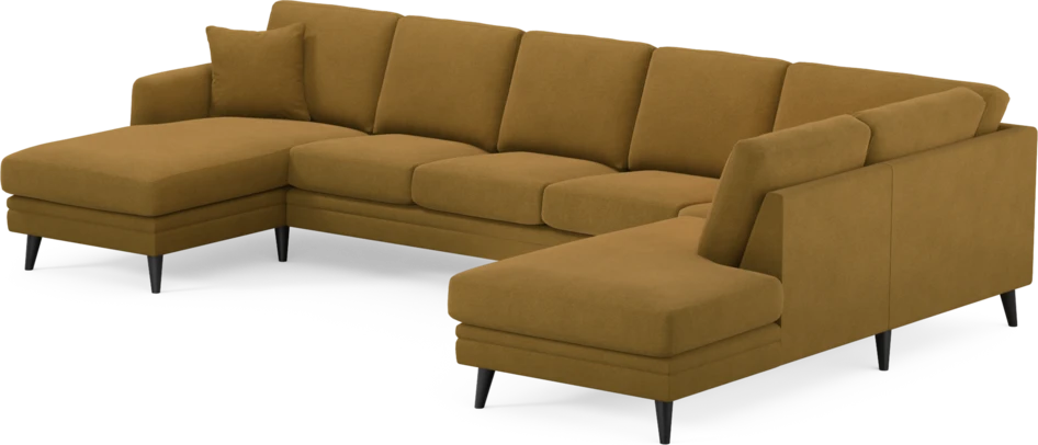 Eden - 3-sits soffa med schäslong vänster och divan höger - Gul