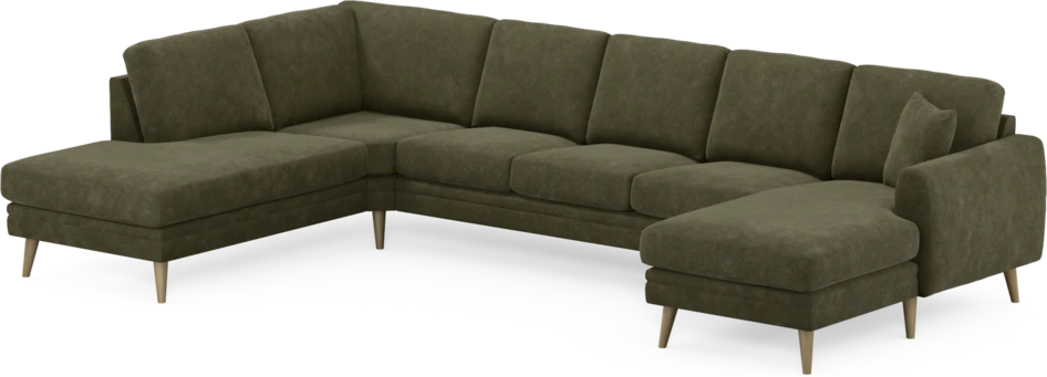 Eden - 3-sits soffa med divan vänster och schäslong höger - Grön