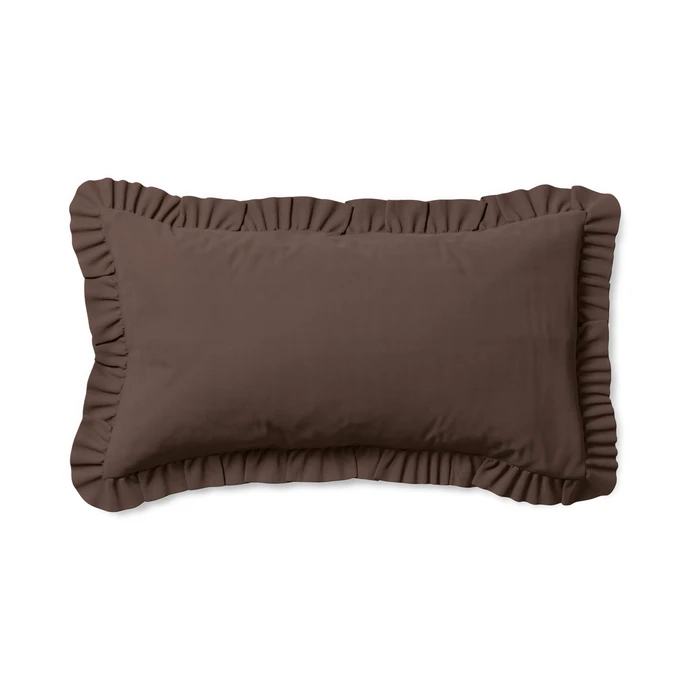 Bridgeport, Örngott till hotellkudde i garnfärgad bomull med volang, 50x90 cm