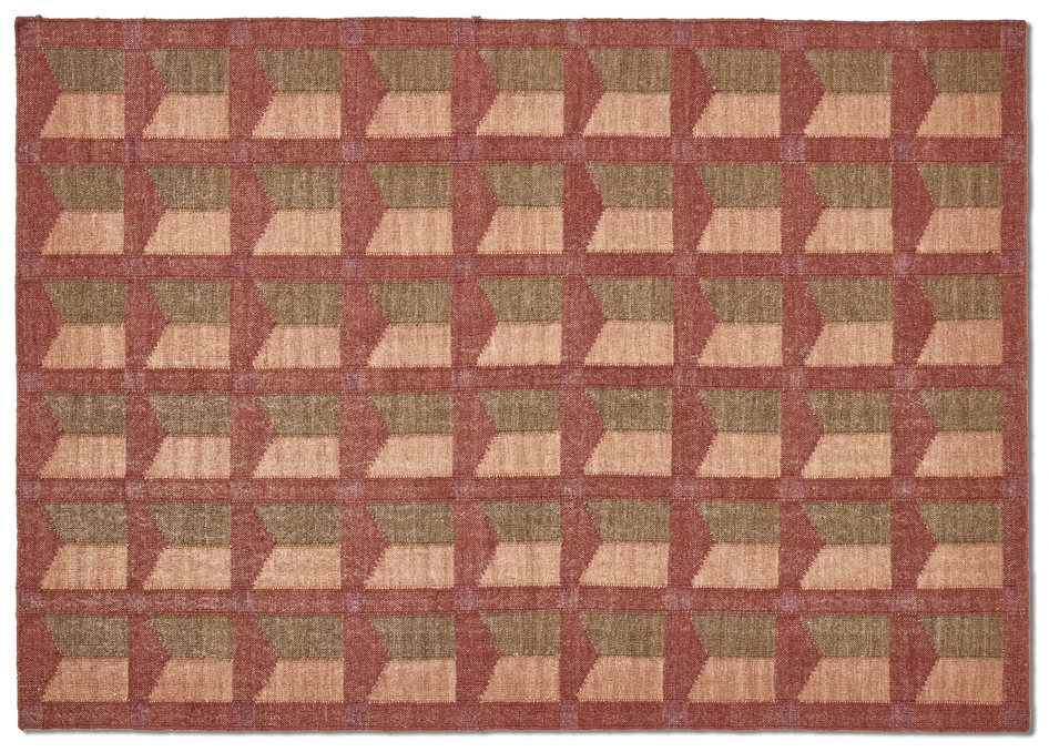 Gerd - Ullmatta handvävd, 160x230 cm - Röd