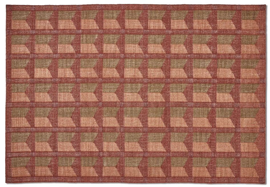 Gerd - Ullmatta handvävd, 200x300 cm - Röd